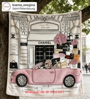 Chanel Paris Store Pink Car Flannel Throw Blanket IMG_6890
